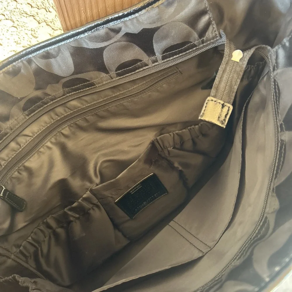 Y2k COACH F77577 Black Signature Nylon Baby Bag Diaper Tote Crossbody Travel XL